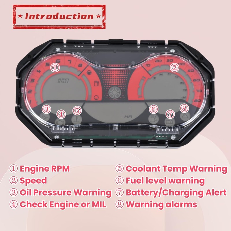 278002270 278002144 LCD Digital Jet Ski Speedometer Red Fit for