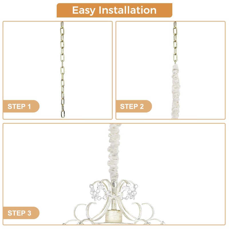 Chandelier Fabric Cord Cover 2 Pack Cream White Chandelier Chain