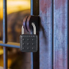 Smart Padlock Outdoor | Keyless Electric Smark Lock with Password - Push Button Security Lock Code Digital Combination Padlock for Locker Outdoor for Dormitory, Factory