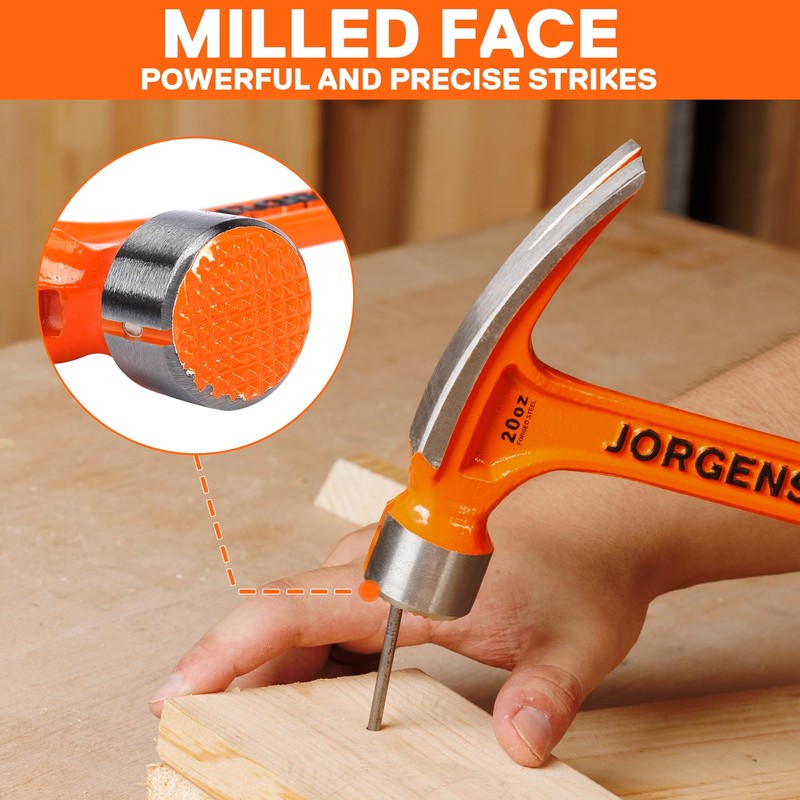 Jorgensen 20 oz Straight Claw Hammer with Magnetic Nail Holder,