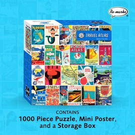 Re-marks Travel Atlas Retro 1000-Piece Jigsaw Puzzle for All Ages