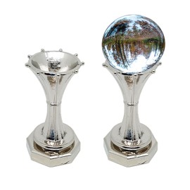 Nwsrayu 2 pieces Metal Crystal Ball Holder Trophy Shape, Lensball Base, Sphere Display Stand for Globe Balls ,Geode, Rocks, Crystals, Baseballs,Tennis Balls, Golf Balls 30-100 mm (Silver)