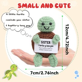 GMMA Mini Funny Sea Turtles Positive Crochet Cute Stuffed Animals Birthday Gifts for Women Men Friends Coworkers Emotional Support Plush Crochet Desk Decor for Women (Sister)