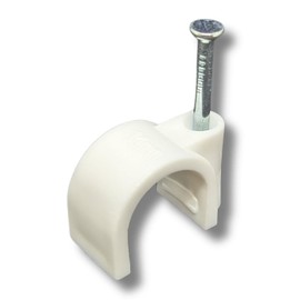 Lumonic 100 x Nail Clamps 14 mm for Cable White - Cable Clamp with 30 mm Nail e.g. for Attaching to the Wall - Cable Clamps Various Sizes 4-14 m