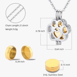 InfuMemo Pet Cremation Jewelry For Ashes For Dog/Cat Paw Urn Ashes Necklace for Women Men Mini Circle Vial Cremation Ash Pendant Loved One Memorial Jewelry