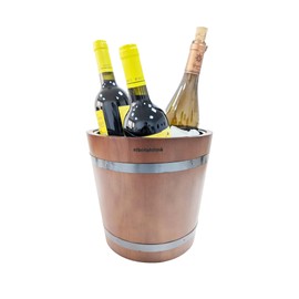 arborishthink Stainless Steel & Wood Wine Chiller Bucket - 4L Capacity, Perfect for Parties, BBQs, and Cocktail Bars