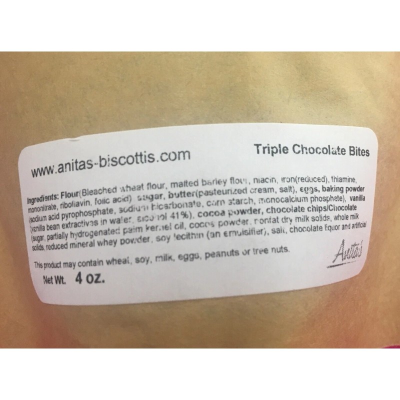 Anita’s Biscotti Bites Triple Chocolate Bites 4oz Package