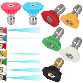 7 Pieces Pressure Washer Spray Nozzles Tips Set 1/4Inch Quick Connect, 2.5 GPM, Rated Up to 4500 PSI