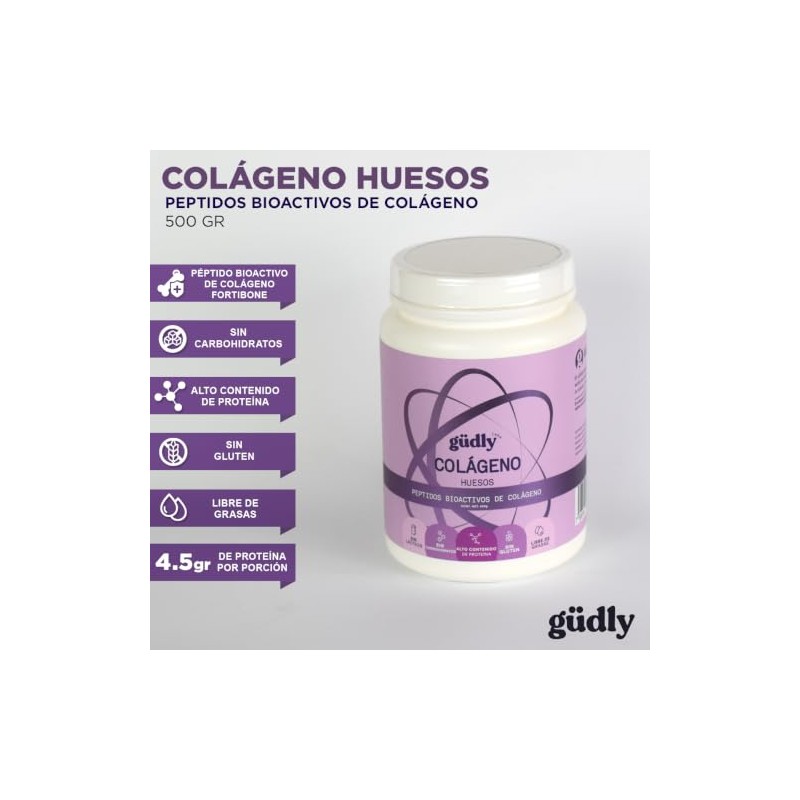 Colágeno Gudly Peptidos Bioactivos Huesos 500 Grs Sabor