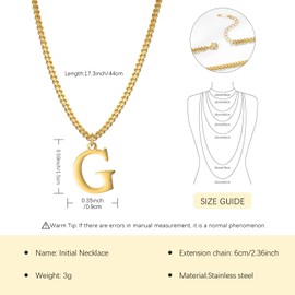 Symretie Gold chain with letters A-Z, 14 carat gold plated initial necklace, stainless steel chain with letters, gold chain pendant necklace for women and girls, Stainless Steel