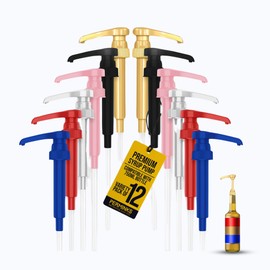 12 pack Coffee Syrup Pump Dispenser (Variety of Colors) - Compatible with Torani and Davinci Syrups (750 ml 25.4 oz Bottles)- Coffee Syrup Pumps -Torani Syrup pump for Syrup Bottles, also fits Skinny Syrup Bottles