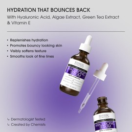 Advanced Clinicals Hyaluronic Acid Serum For Face | Moisturizing Facial Skin Care Products | Hydrating Serum For Face Helps Improve Look Of Wrinkles, Fine Lines, & Uneven Dry Skin Texture, 1.75 Fl Oz