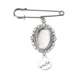 Boutonniere Memorial Pins for Men Wedding Brooch Pins for Suits Silver Memorial Picture Frame for Wedding Bouquet Photo Charms for Bridal Memorial Uncle Gift from Nephew Niece