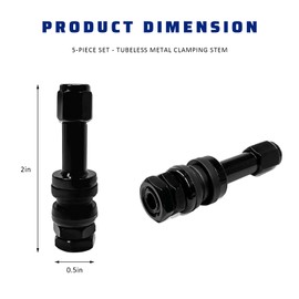 Gdnecad 5 PCS TR48E Tubeless Clamp-in Valve Stems, High-Pressure Aluminum Alloy Tire Valve Stems Replacement, Universal Automotive Wheel Air Stem for 0.453 inch Rim Holes (Black)