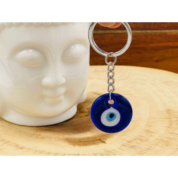 Evil Eye Blue Glass Keychain, Crystal Keychain, Key Accessories, Protection