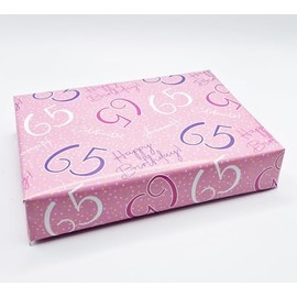 2 Sheets 65th Happy Birthday Celebrate Hooray Pink Female Wrapping Paper Age 65 Birthday Ladies Giftwrap (PA)