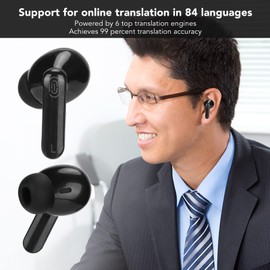 VBESTLIFE Y113 Language Translator Earbuds, 2 Way Translation Earbuds, 144 Languages Online Translation, Portable Translation Headset for Music and Calling (Black)