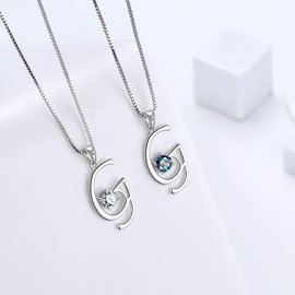 Aurora Tears Letter G Necklaces 925 Sterling Silver Mystic Rainbow Topaz Alphabet Initial G Pendant Jewellery Gifts for Women and Girls DP0195G