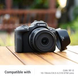 Lens Hood for Canon RF-S 10-18mm F4.5-6.3 is STM, Reversible Lens Shade Replace Canon EW-53B Lens Hood, Compatible with 49mm Filters and 49mm Lens Cap