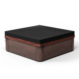 Pacok Square Hot Tub Cover, Waterproof 600D Oxford Fabric SPA Hot Tub Covers with Drawstring, Outdoor SPA Bath Pool Dust Cover with Air Vent, Black+Brown(220x220x25CM)
