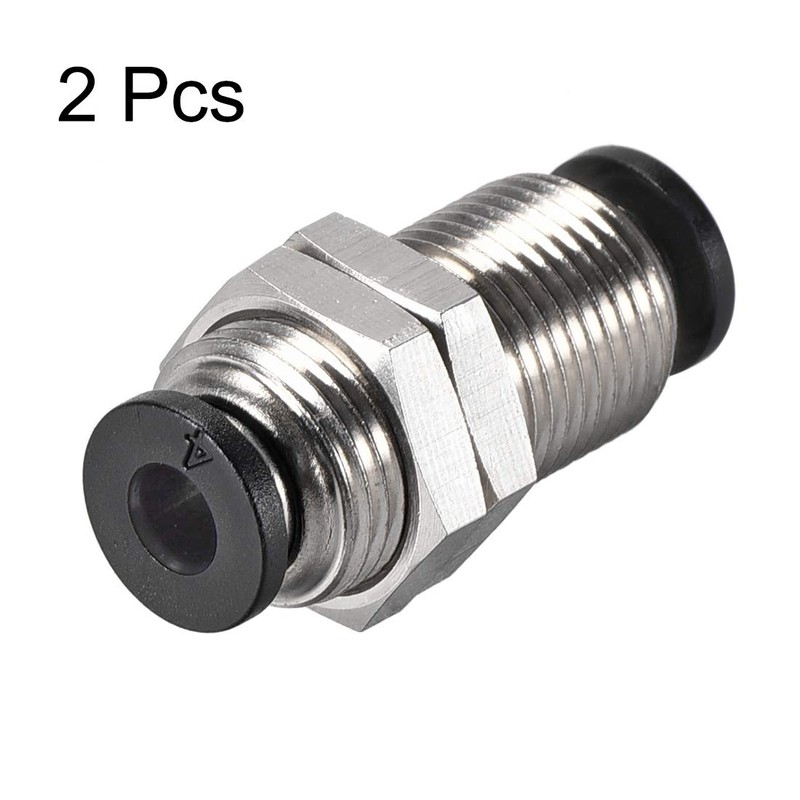 sourcing map Straight Pneumatic Push to Quick Connect Fittings Bulkhead