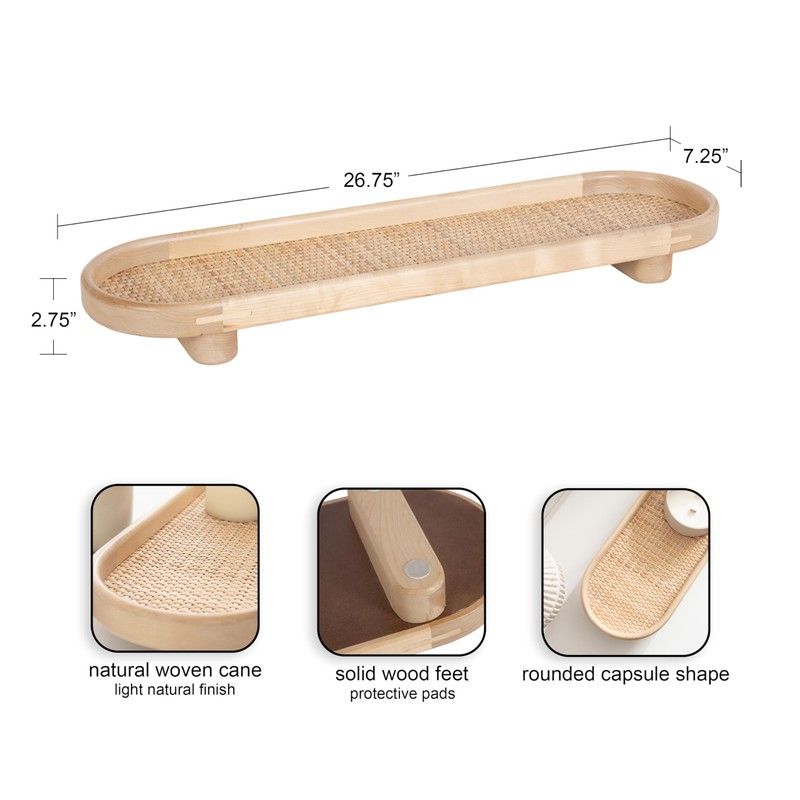Kate and Laurel Planche Decorative Capsule Woven Tray with Solid