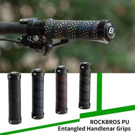 ROCKBROS Handlebar Grips Non-Slip Bicycle Grips Lock-On Design Bicycle Grips for MTB Road Bike E-Bike Black/Red/Blue/Colourful