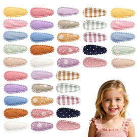 40 Pack Colorful Snap Hair Clips for Girls Hair Accessories, Flower Hairclips Girls, Fabric Hairs Clip, Hairs Snap Clips with Embroidery Butterfly Flower for Daily Wear Parties (Set 2)