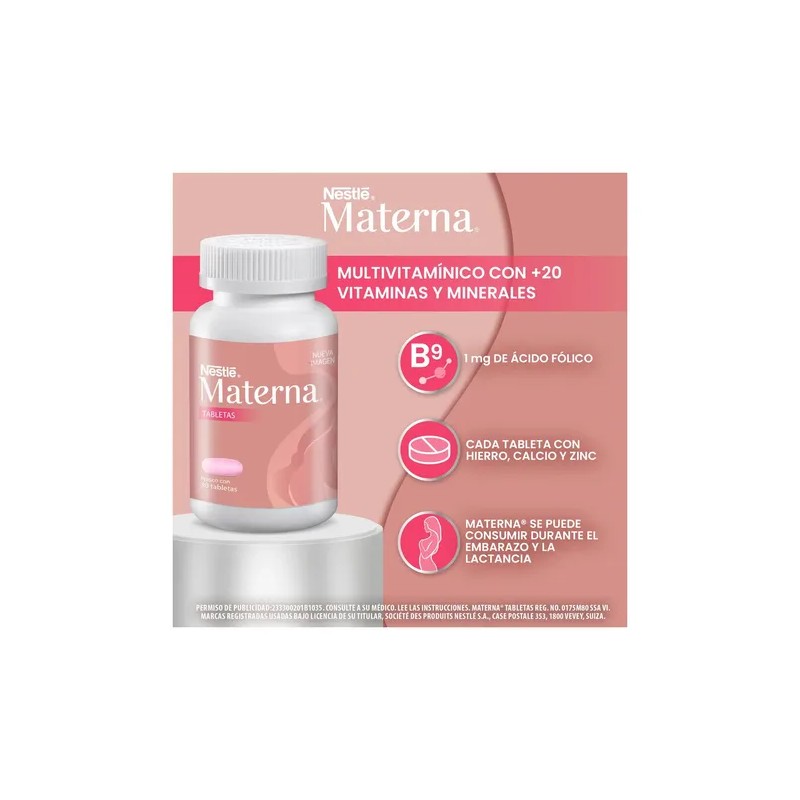 Suplemento Multivitamínico Nestlé Materna Frasco 30 Tabletas