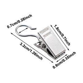 Curtain Clips with Hooks, Shower Curtain Hanging Hooks, Stainless Steel Curtain Clips, Light Hangers Wire Holders for Home Decorations Bathroom Shower Curtain Photo Decors (50 Pack)
