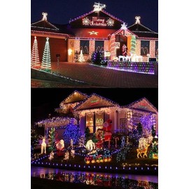 Cascada de 500 luces LED. 10 metros de largo, color cálido, Navicolors, con control para 8 diferentes movimientos de luz. (Multicolor, 500 L Cable Transparente)