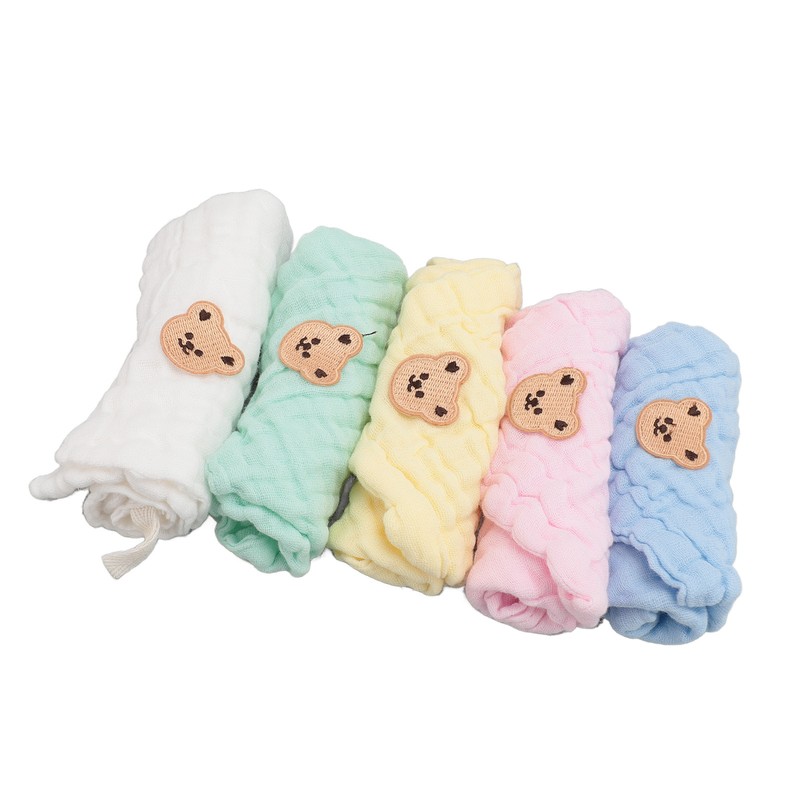 5PCS Cotton Kids Face Towels Good Absorbent Skin Friendly Reusable