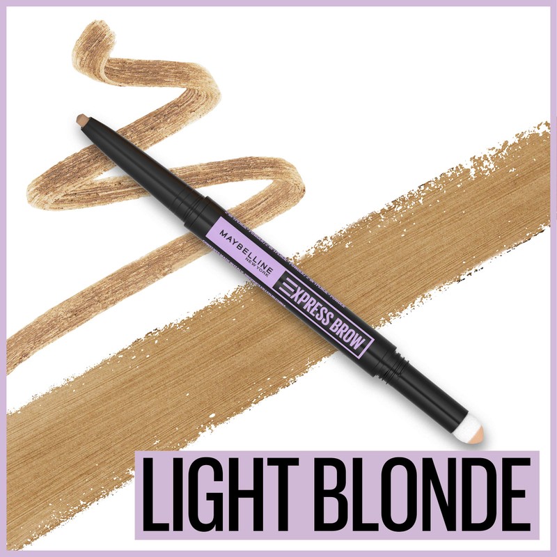 Maybelline Express Brow 2-In-1 Pencil and Powder Eyebrow Makeup, Light