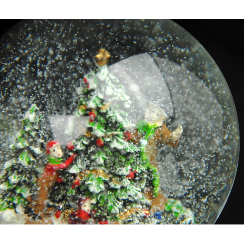 Snowglobe Christmas Tree Decorating Nostalgia with Base White with Music