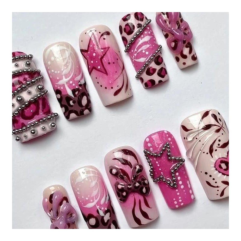 Early 2000s Chic Press On Nails Y2K Leopard Print Nail