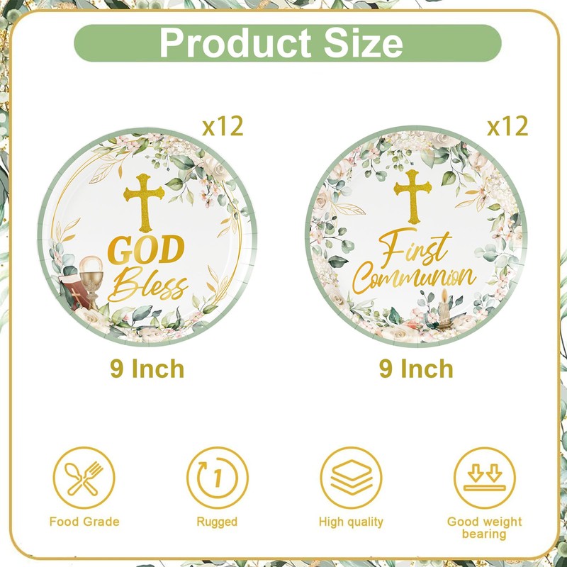 First Communion Party Plates Baptism Party Decorations Supplies God Bless