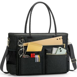 RAINSMORE Laptop Bag for Women 15.6 Inch Work Teacher Tote Nurse Bag Professional Laptop Tote Computer Messenger Shoulder Bags Large Handbag Business Office Work Briefcase