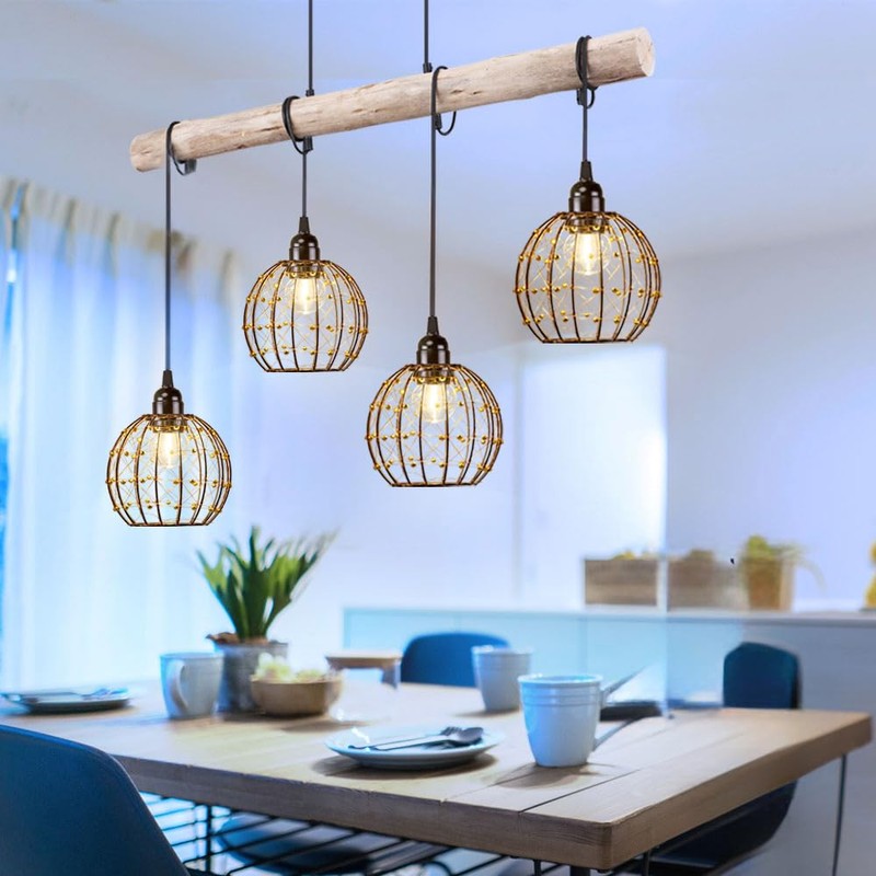 TWINKVILLA Hanging Pendant Lights, Battery Operated Outdoor Chandelier with Warm