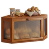 WOWLIVE Corner Bread Box for Kitchen Countertop, Bamboo Bread Storage
