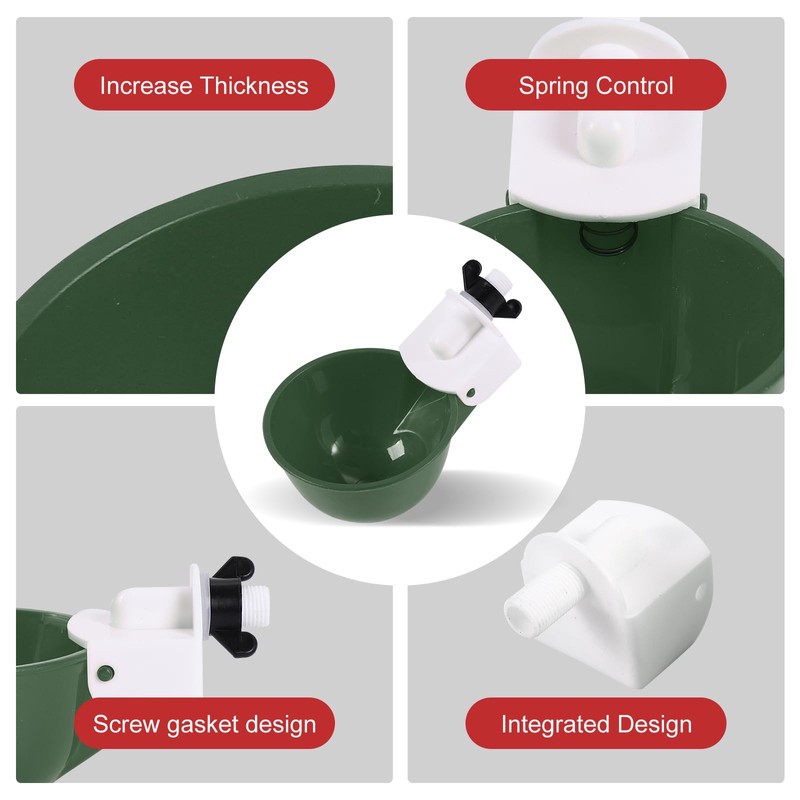 Psarnuk Chicken Waterer Cups (8 Pack/Green) - DIY Automatic Large