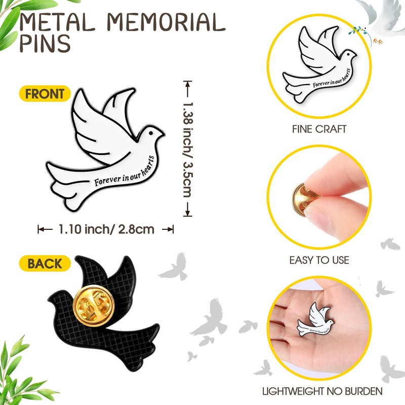 Misdary 100 Pcs Funeral Pins Dove Funeral Memorial Pin Bulk