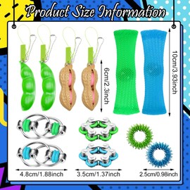 VEQENIFY Pack of 12 Fidget Toys, Anti-Stress Toy Set, Chain, Decompression Toy, Woven Mesh Tube with Marble Toys, Acupressure Ring, Chain, Fidget Toy