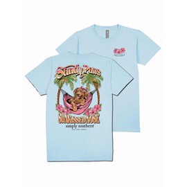Simply Southern Sandy Paws Sunkissed Nose - Dog - Palm Trees - Youth T-Shirt (US, Alpha, Large, Regular, Youth, Ice)