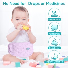 Colic and Gas Relief for Newborns and Infants, Flax Seed Heated Tummy Wrap - Microwaveable Baby Heating Pad with Soothing Warmth, Natural Relief for Gas and Upset Stomach, Purple