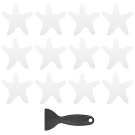 PATIKIL 12 Pcs Non Slip Bathtub Stickers, Anti Slip Shower Stickers with Scraper Bathroom Shower Floor Decals Star Shape Cute Treads Tubs, Transparent