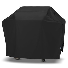 SunPatio Gas Grill Cover 60 Inch, Outdoor Heavy Duty Waterproof Barbecue Gas Cover, UV and Fade Resistant, All Weather Protection Compatible for Weber Charbroil Brinkmann Grills and More, Black