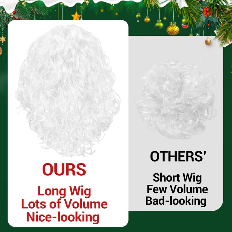 ROSAUI Santa Beard + Wig + Hat, Christmas Hat for