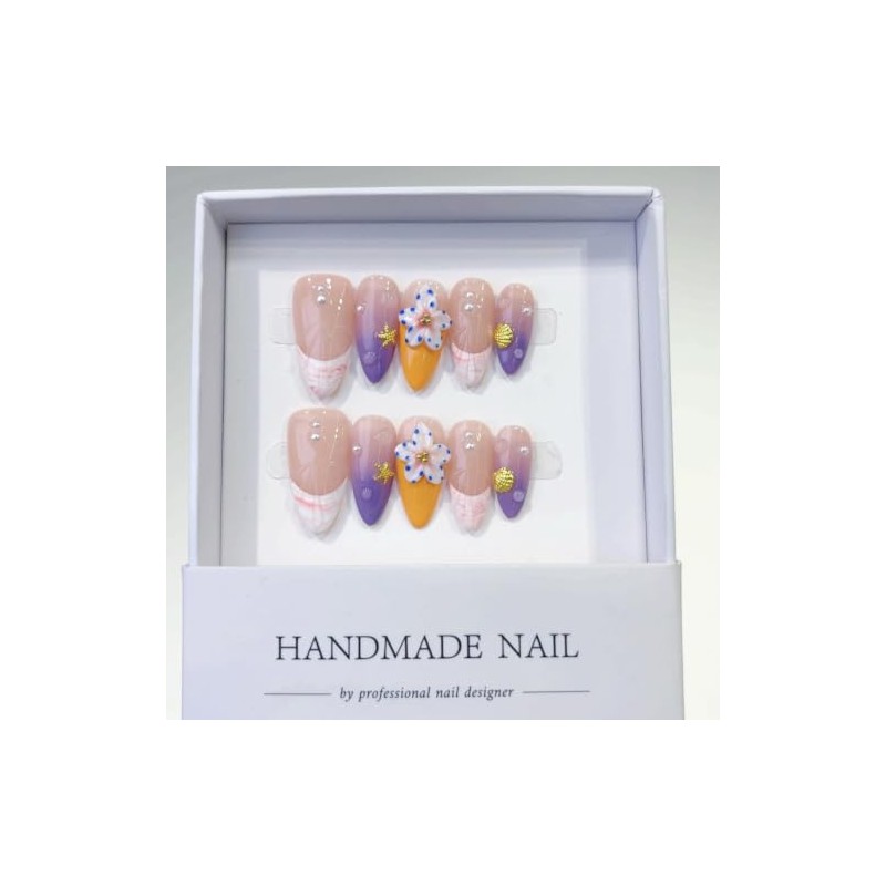 Uñas postizas cortas almendradas hechas a mano