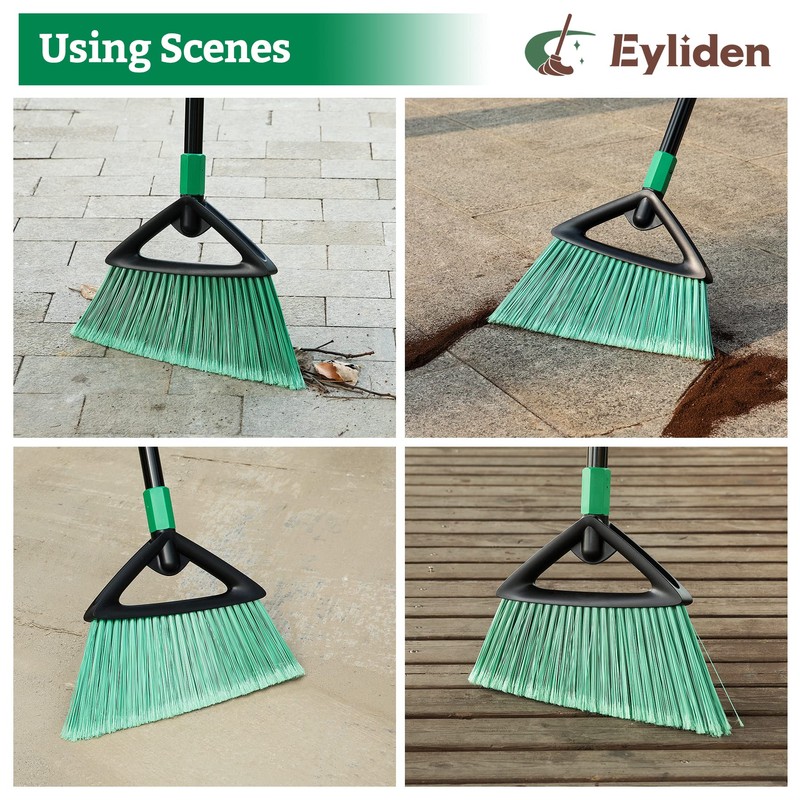 Eyliden Heavy Duty Broom, Commercial Angle Broom with Long Handle,
