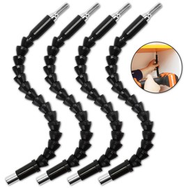 PRIDE&CRAFT 4Pcs Flexible Drill Bit Extension 11.6 Inch Flex Screwdriver Soft Shafts, Screw Drill Bits Holder Adapter for Hand & Power Electric Driver Tools - Black
